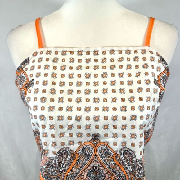 Orange and white paisley boho print bandeau cami top size large - Picture 6 of 9